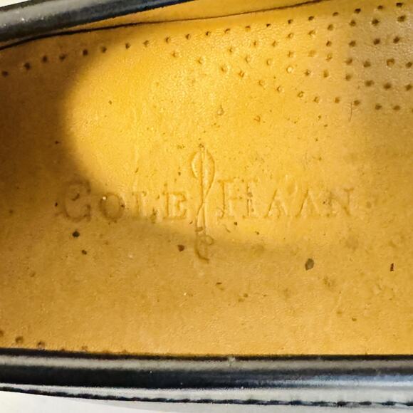 Cole Haan Shoes Mens 10 Black Leather Kiltie Fringe Loafers Buckle Slip On Dress - Picture 9 of 11